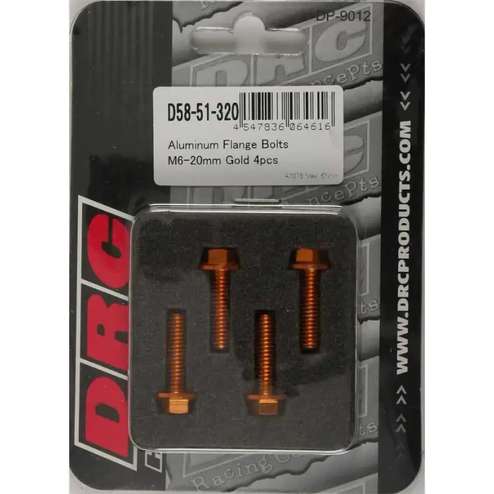D58-51-320 Aluminum Flange Bolts Gold M6x20mm 4/Pk