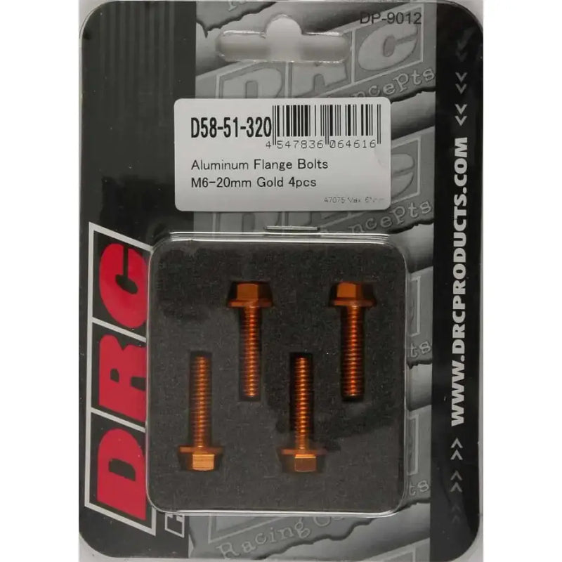 D58-51-320 Aluminum Flange Bolts Gold M6x20mm 4/Pk