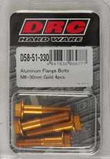 D58-51-330 Aluminum Flange Bolts Gold M6x30mm 4/Pk