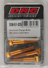 D58-51-335 Aluminum Flange Bolts Gold M6x35mm 4/Pk