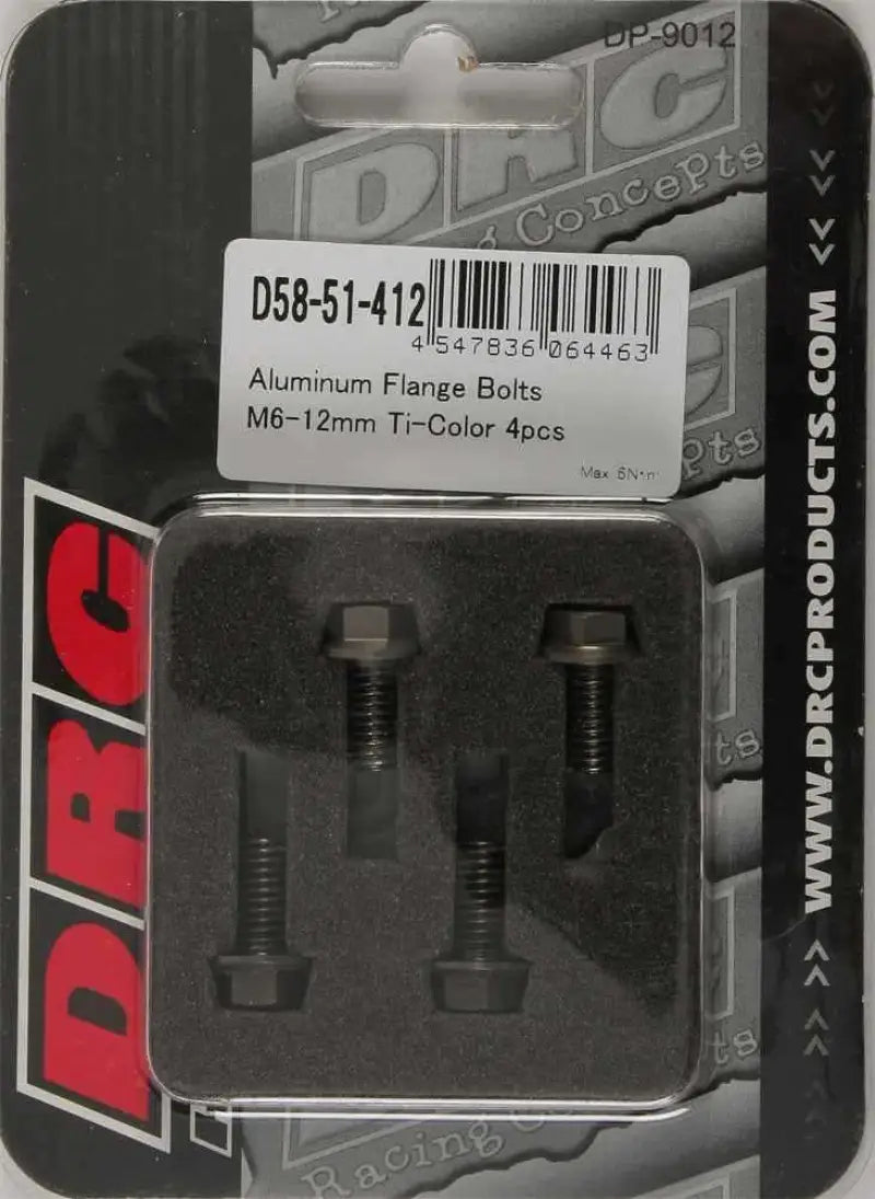 D58-51-412 Aluminum Flange Bolts Titanium M6x12mm 4/Pk