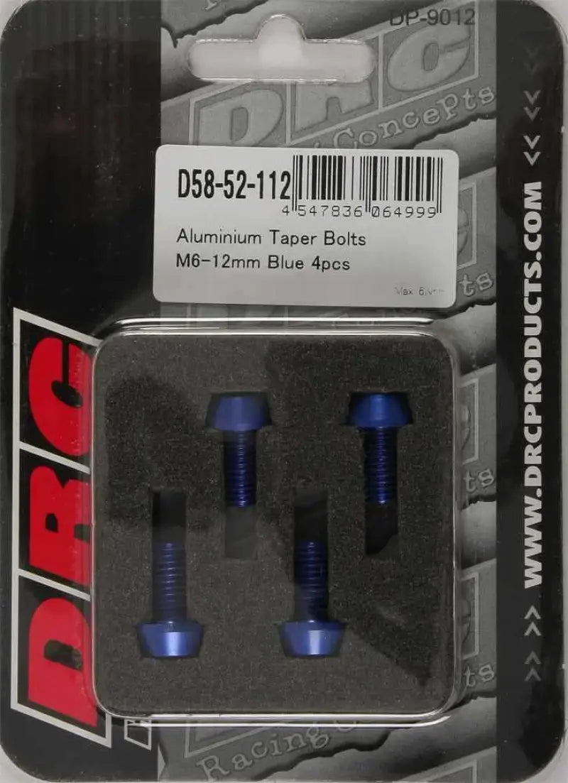 D58-52-112 Aluminum Taper Bolts Blue M6x12mm 4/Pk