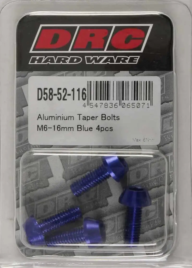 D58-52-116 Aluminum Taper Bolts Blue M6x16mm 4/Pk