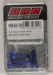 DRC Aluminum Taper Bolts Blue M6x20mm 4/Pk for Powersports