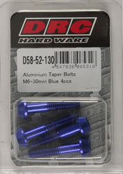 DRC Aluminum Taper Bolts Blue M6x30mm 4/Pk for Powersports