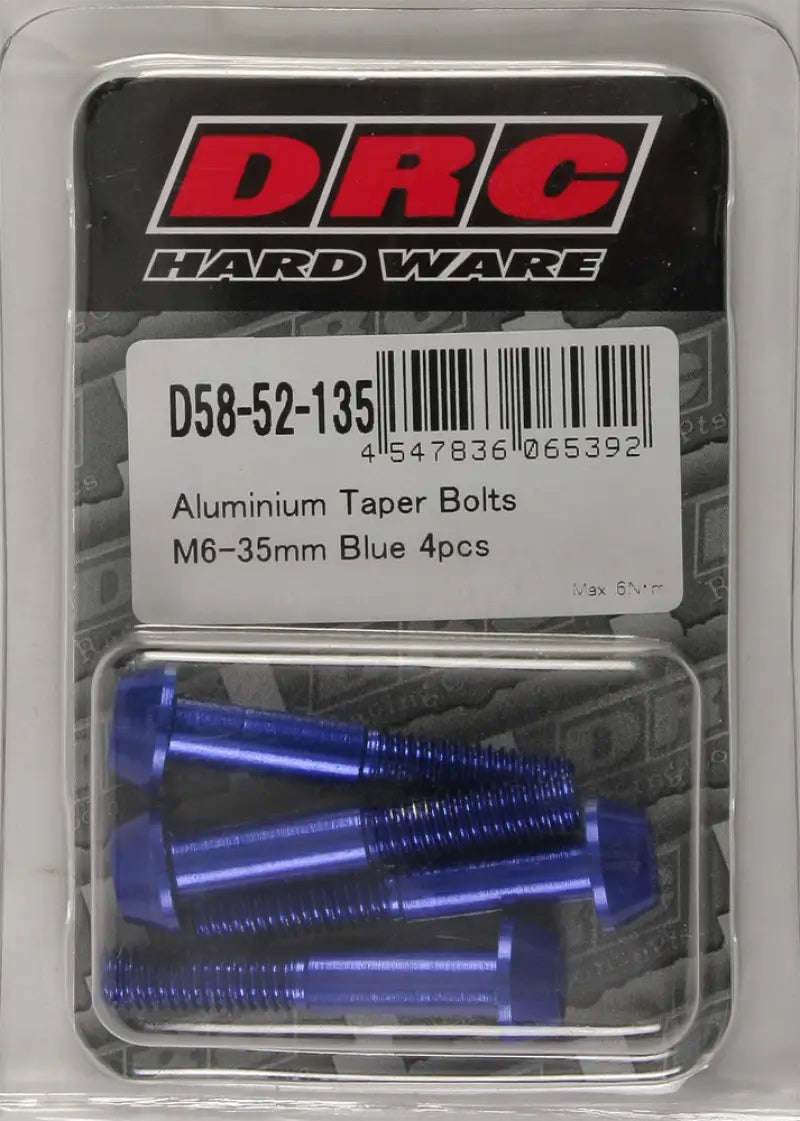 DRC Aluminum Taper Bolts Blue M6x35mm 4/Pk for Powersports