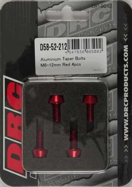 D58-52-212 Aluminum Taper Bolts Red M6x12mm 4/Pk
