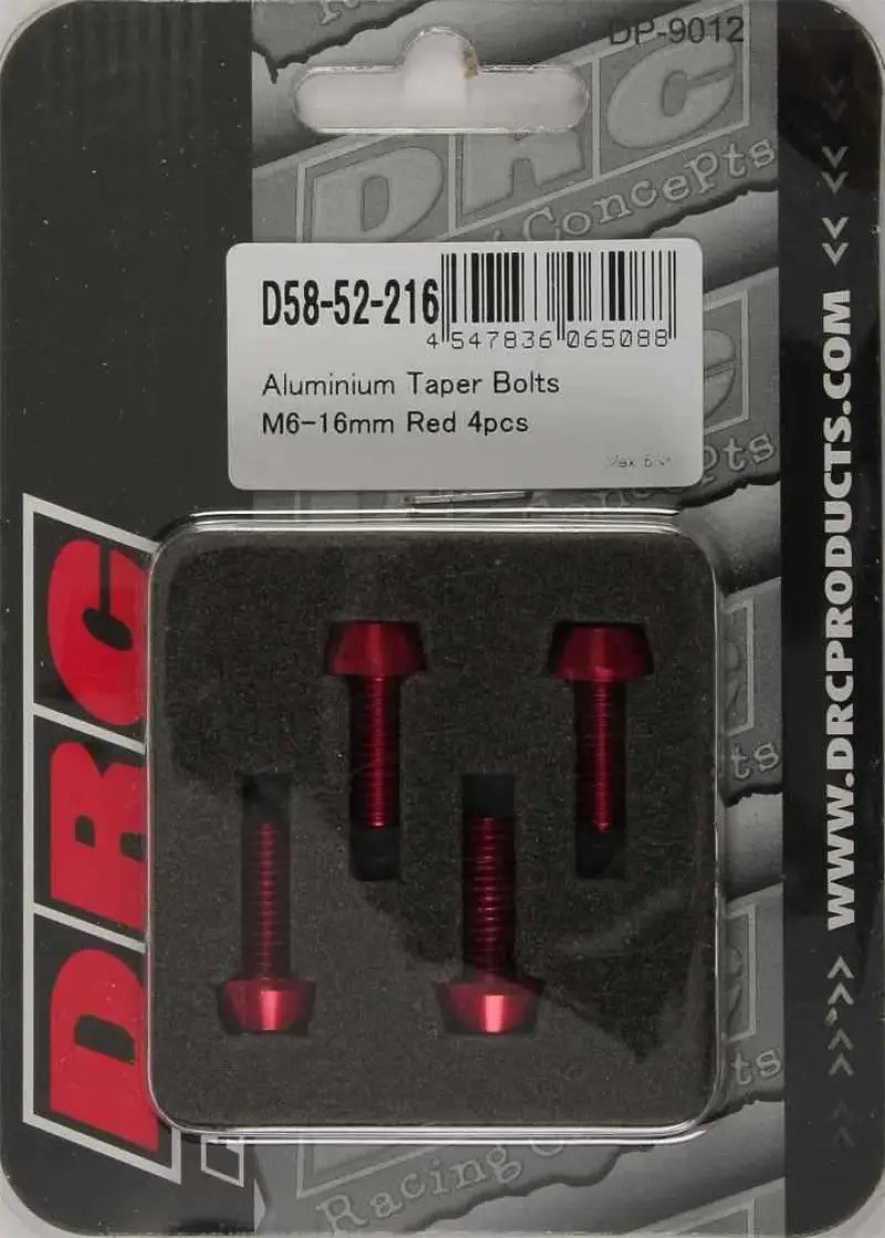 D58-52-216 Aluminum Taper Bolts Red M6x16mm 4/Pk