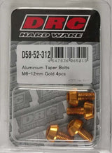 D58-52-312 Aluminum Taper Bolts Gold M6x12mm 4/Pk