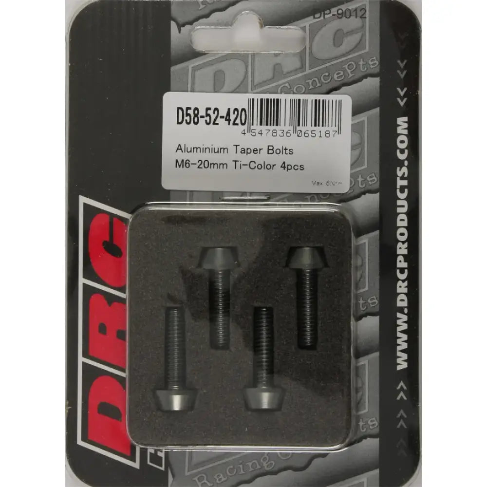 DRC Aluminum Taper Bolts Titanium M6x20mm 4/Pk for Powersports