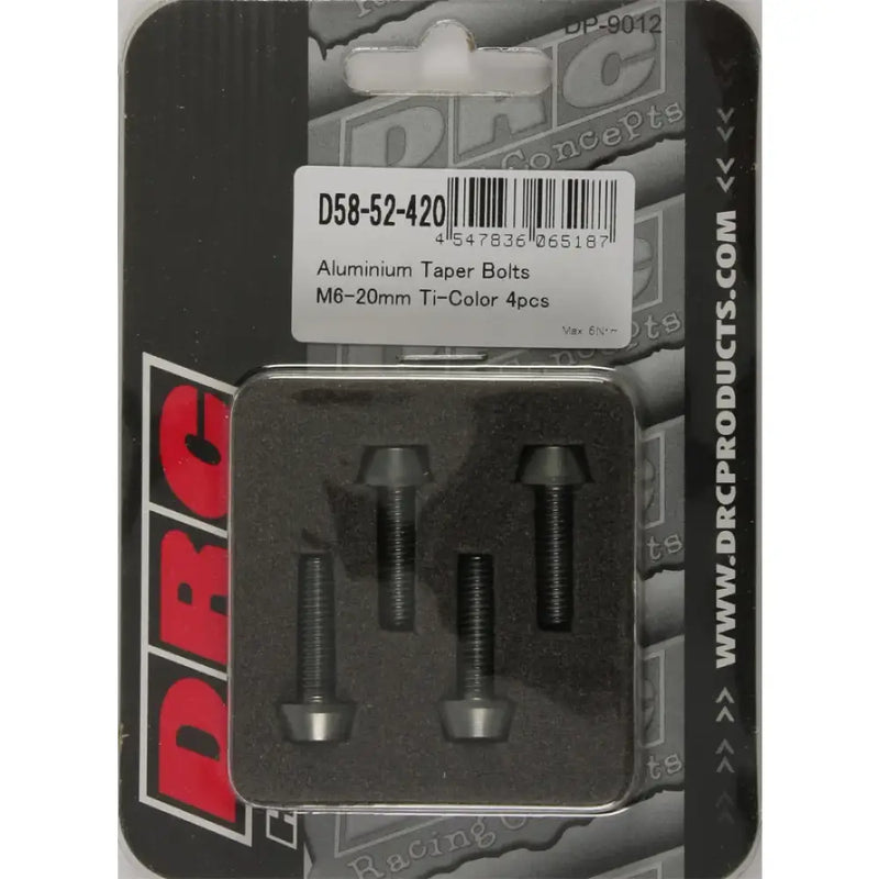 DRC Aluminum Taper Bolts Titanium M6x20mm 4/Pk for Powersports