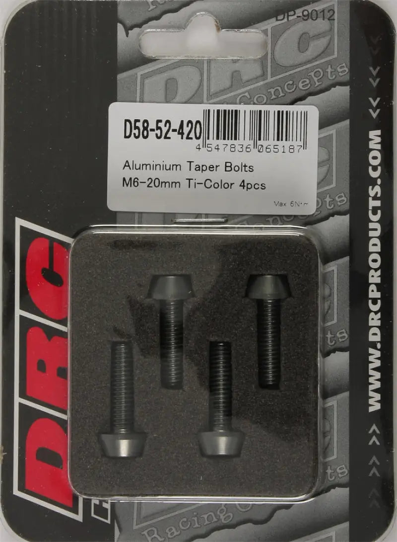 DRC Aluminum Taper Bolts Titanium M6x20mm 4/Pk for Powersports