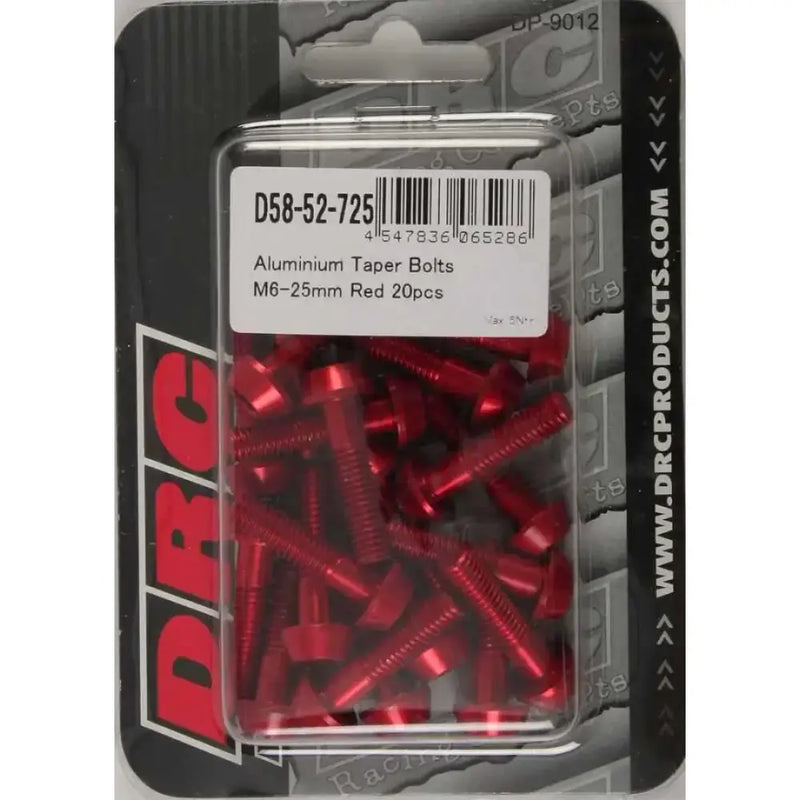 D58-52-725 Aluminum Taper Bolts Red M6x25mm 20/Pk