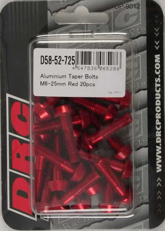 D58-52-725 Aluminum Taper Bolts Red M6x25mm 20/Pk