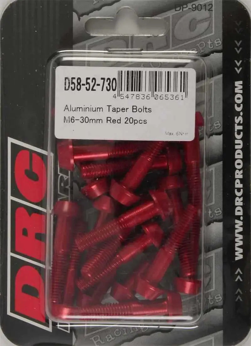 D58-52-730 Aluminum Taper Bolts Red M6x30mm 20/Pk