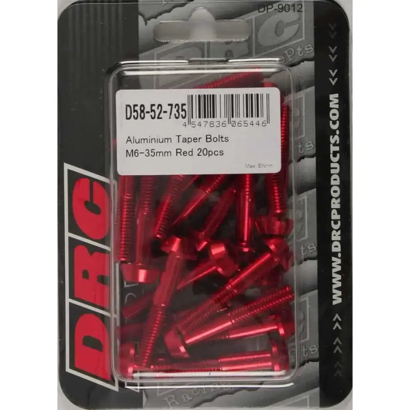 D58-52-735 Aluminum Taper Bolts Red M6x35mm 20/Pk