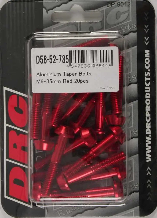 D58-52-735 Aluminum Taper Bolts Red M6x35mm 20/Pk