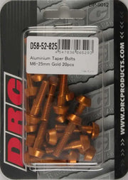 D58-52-825 Aluminum Taper Bolts Gold M6x25mm 20/Pk
