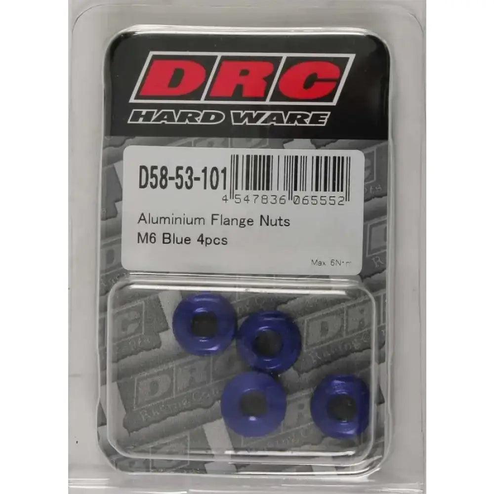 D58-53-101 Aluminum Flange Nuts Blue M6x12mm 4/Pk