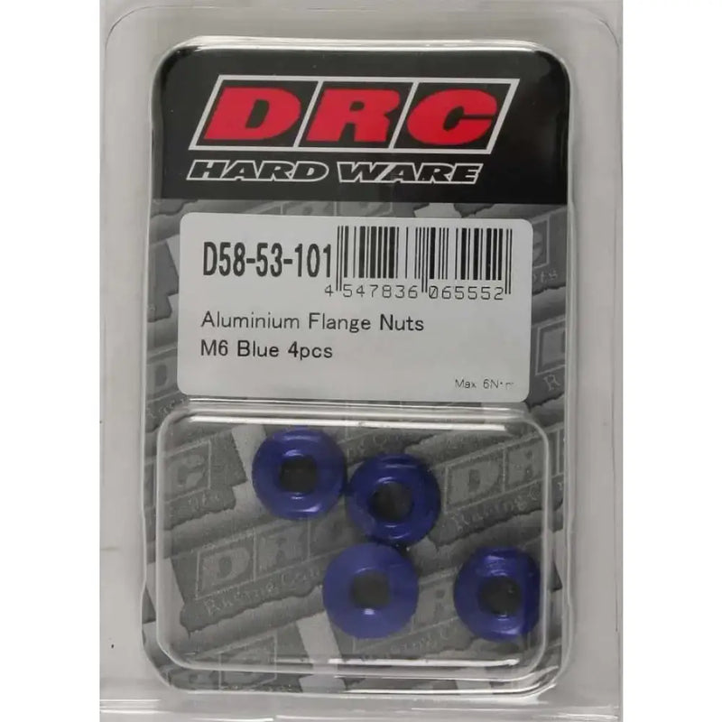 D58-53-101 Aluminum Flange Nuts Blue M6x12mm 4/Pk