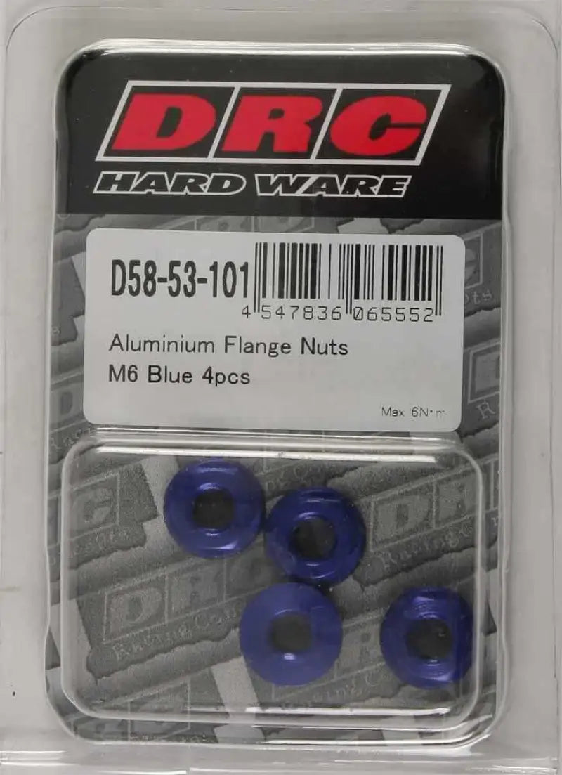 D58-53-101 Aluminum Flange Nuts Blue M6x12mm 4/Pk