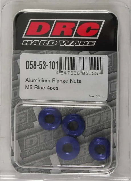 D58-53-101 Aluminum Flange Nuts Blue M6x12mm 4/Pk