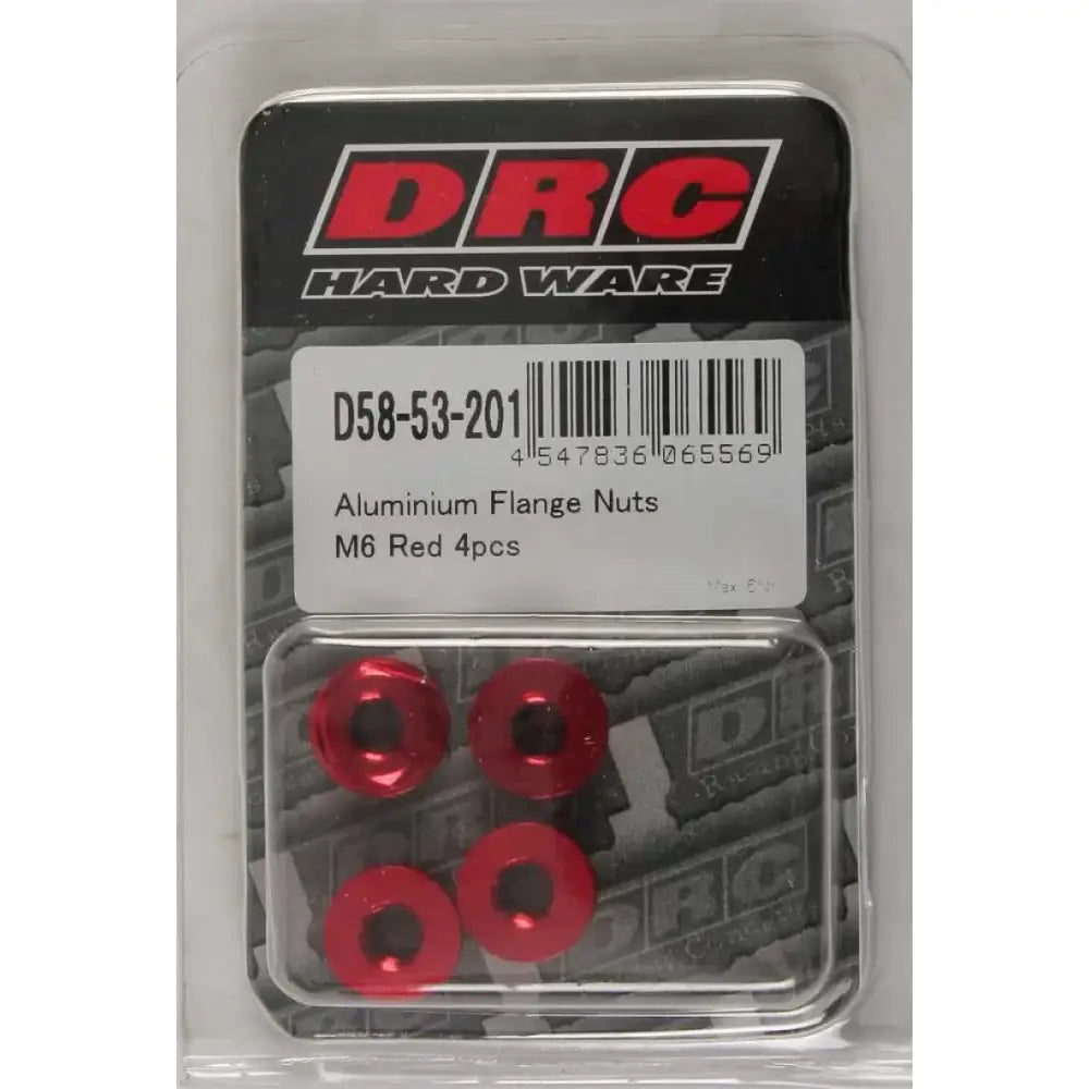 DRC D58-53-201 Aluminum Flange Nuts Red M6x12mm 4/Pk