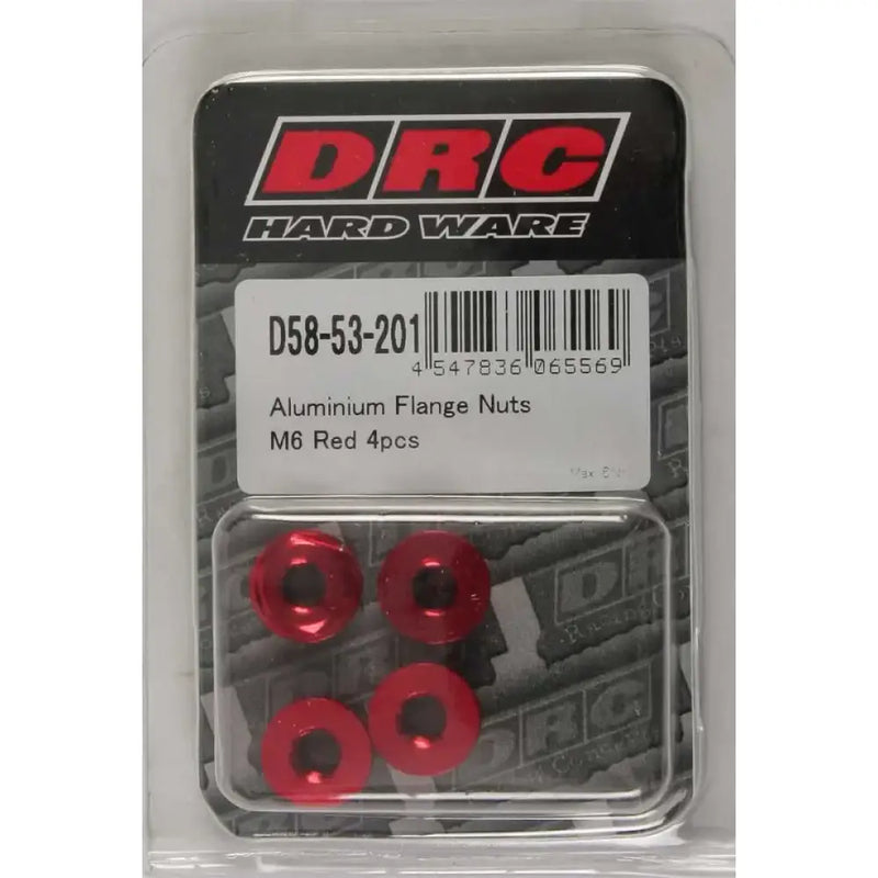DRC D58-53-201 Aluminum Flange Nuts Red M6x12mm 4/Pk