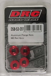 DRC D58-53-201 Aluminum Flange Nuts Red M6x12mm 4/Pk