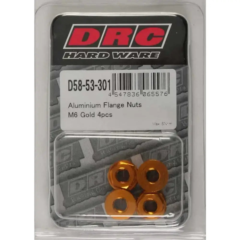 D58-53-301 Aluminum Flange Nuts Gold M6x12mm 4/Pk