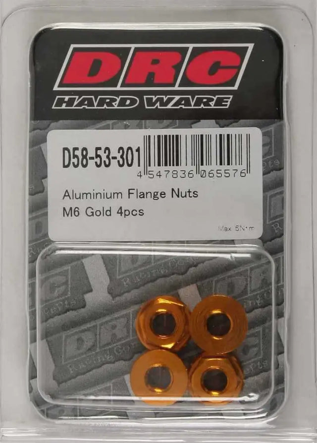 D58-53-301 Aluminum Flange Nuts Gold M6x12mm 4/Pk
