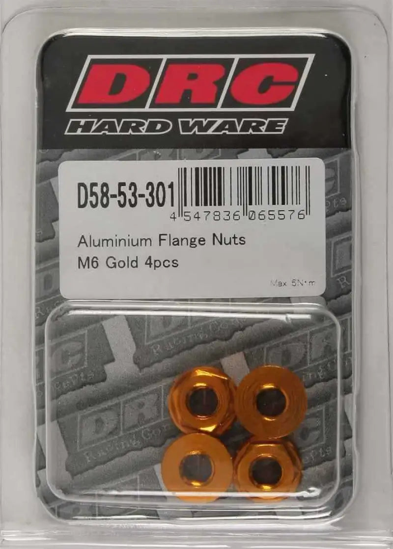 D58-53-301 Aluminum Flange Nuts Gold M6x12mm 4/Pk