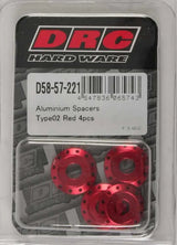 D58-57-221 Aluminum Spacers Type 2 Red M6x12mm 4/Pk
