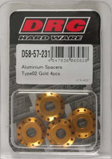 D58-57-231 Aluminum Spacers Type 2 Gold M6x12mm 4/Pk