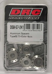 DRC D58-57-241 Aluminum Spacers Type 2 Titanium M6x12mm 4/Pk