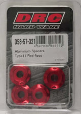 D58-57-321 Aluminum Spacers Type 11 Red M6x12mm 4/Pk