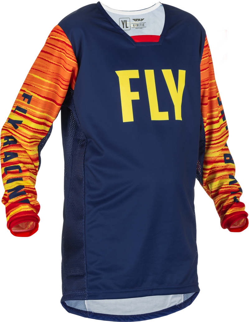 Fly Racing Fly Racing 375-526YS Youth Kinetic Wave Jersey Navy/Yellow/Red Ys