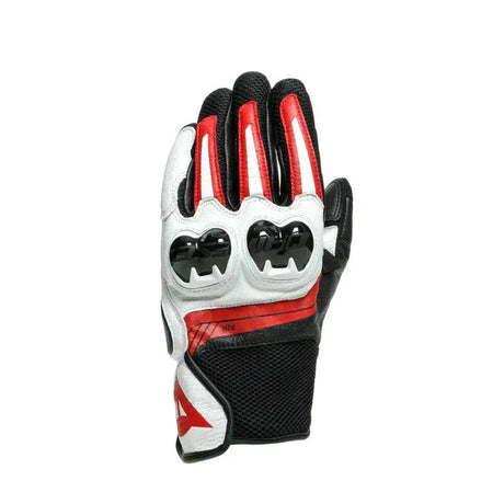 Dainese Mig 3 Unisex Leather Gloves Black/Red Spray/White - Large - RV and Auto Parts