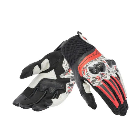 Dainese Mig 3 Unisex Leather Gloves Black/Red Spray/White - Medium - RV and Auto Parts