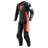 Dainese Tosa 1PC Leather Suit Perforated Black/Fluo-Red/White Size - 48 - RV and Auto Parts