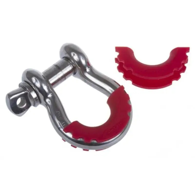 Metal shackle with red protectors in DAY D Ring Isolator Kits for secure ring isolator usage