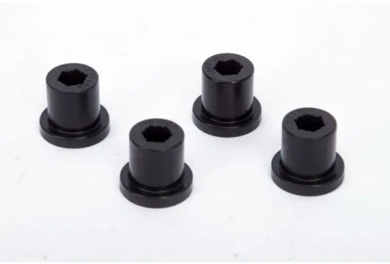 Four black hexagonal shackle bushings for Jeep CJ5 4WD front springs