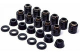 Black polyurethane body mounts and washers for Jeep CJ5 1980-1981 suspension upgrade
