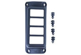 Black switch pod with four openings and mounting hardware for Jeep Wrangler JK rocker switch