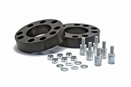 Black wheel spacers with silver hardware for Chevy Silverado 2in leveling kit front