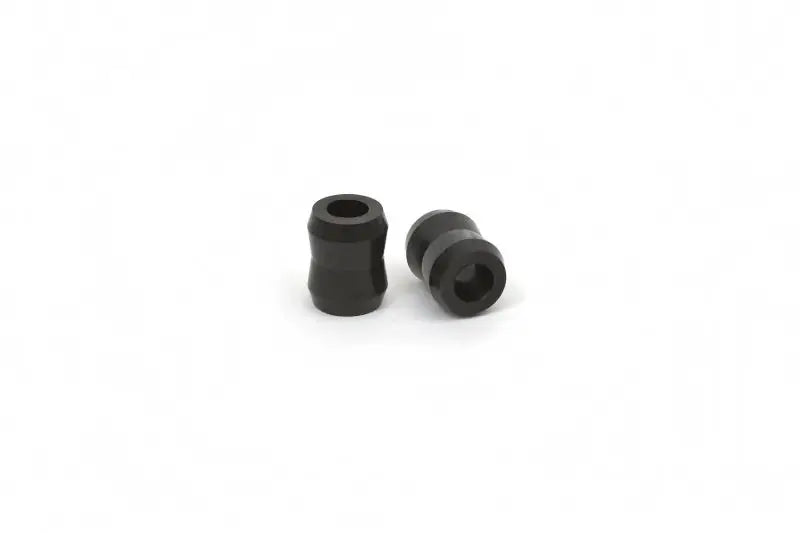 Two black hollow rubber bushings for Daystar 5/8 Inch std hourglass shock eye upgrade