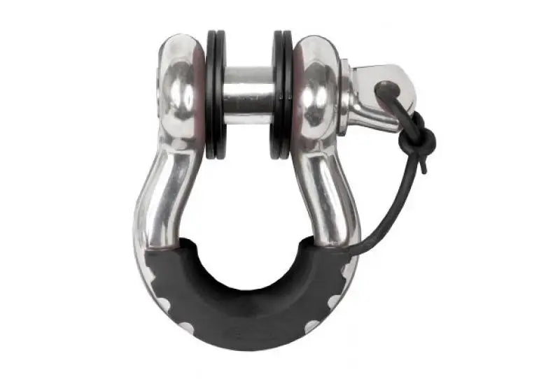 Silver shackle with black protector on Daystar Black Locking D Ring Isolator Pair kit