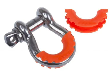 Metal shackle with fluorescent orange shackle isolator for Daystar D-Ring Shackle Pair
