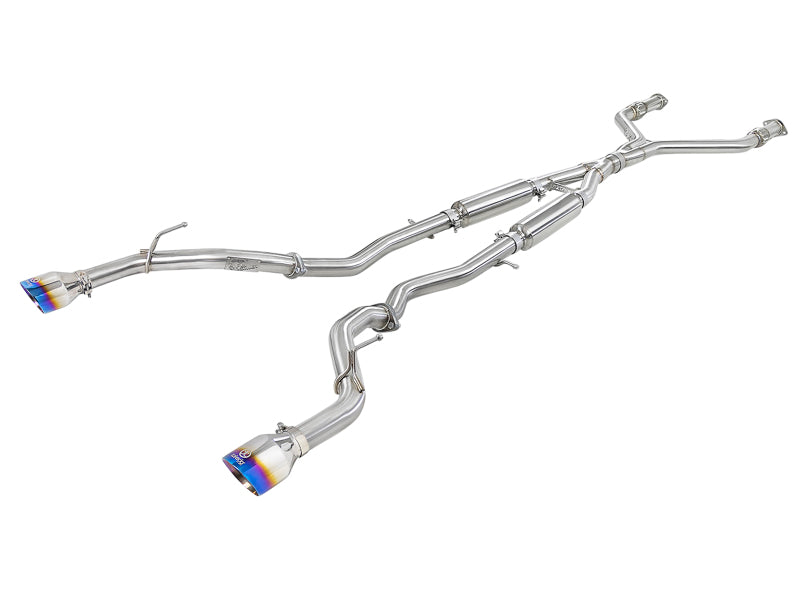 aFe 49-36132NM-L aFe Takeda 2.5in 304 SS Cat-Back Exhaust System w/ Blue Flame Tips 16-18 Infiniti Q50 V6-3.0L (tt)