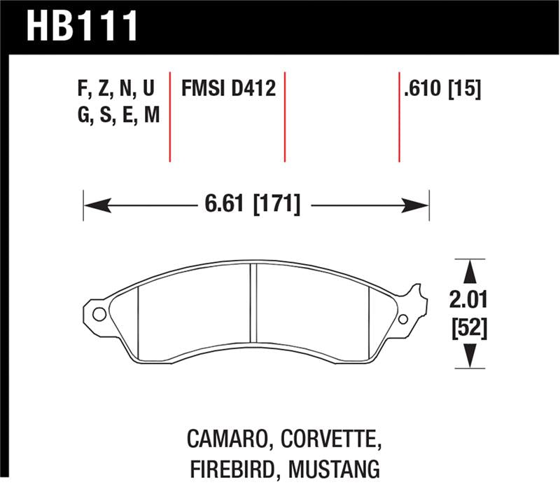 HAWK HB111G.610 BRAKE PADS DTC-60